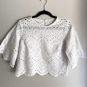 Bishop & Young White Eyelet Top
